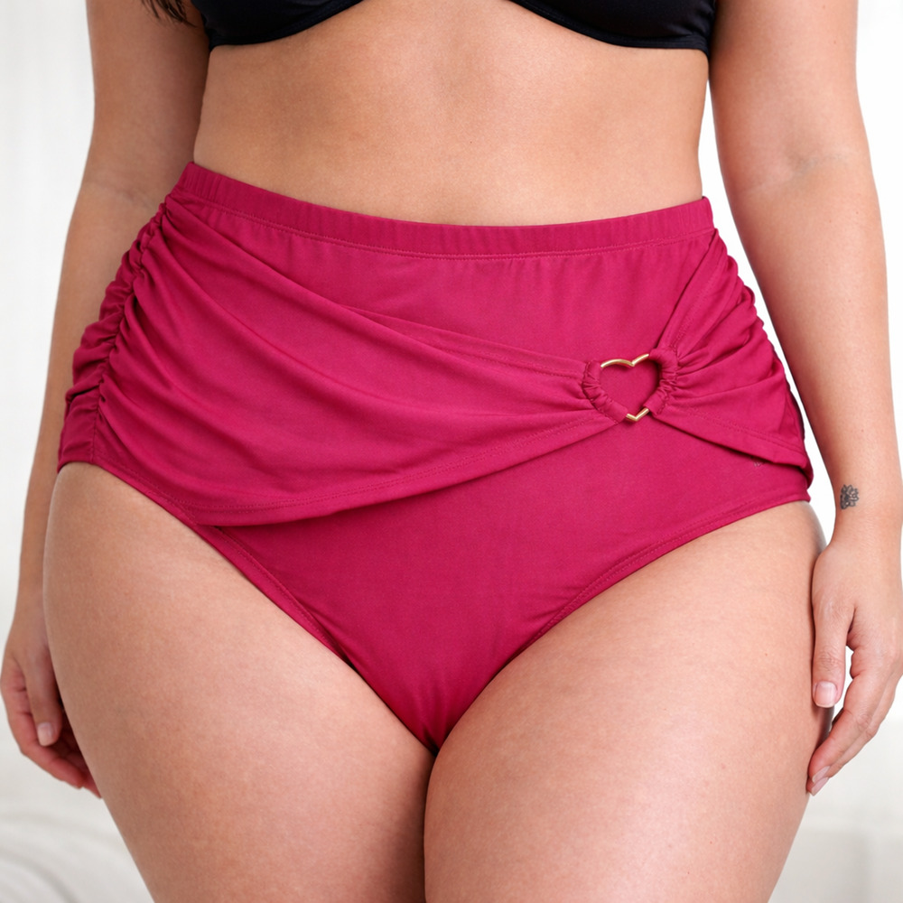 NWT Torrid Swim Bottoms Size 00 (10 M/L) Red Plum Ruched High Waist Bikini Brief